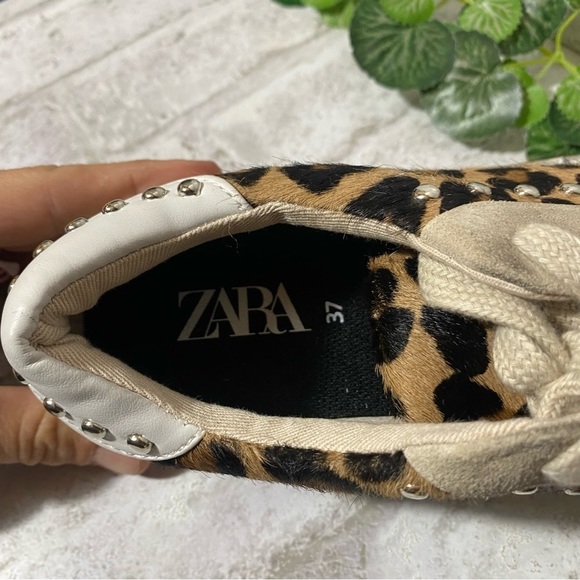 Zara Distressed Leopard Print Trainers. Size EUR 37 - Picture 5 of 7